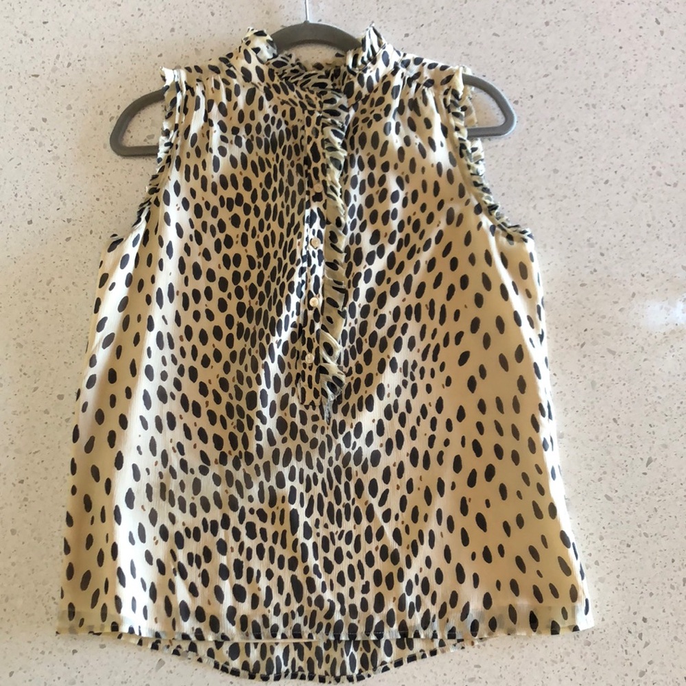 J. Crew Silk Animal Print Ruffle Blouse. Like new, excellent condition.